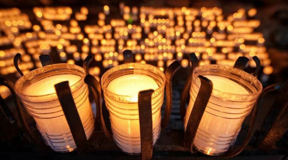 Closeup of Grotto candles
