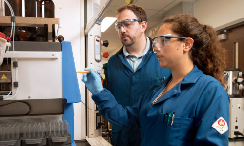 Summer REU student Katherine Acosta with Prof. Matthew Webber