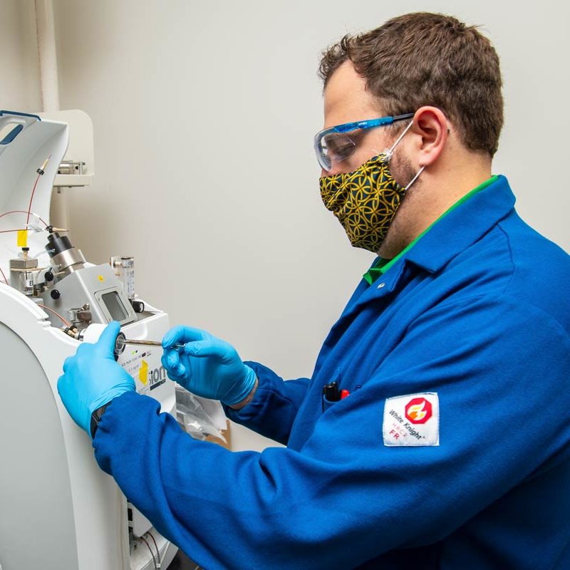 Matthew Webber in his lab